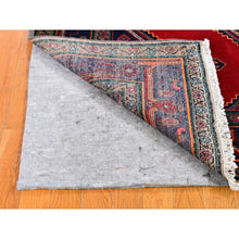 Load image into Gallery viewer, 5&#39;1&quot;x9&#39;4&quot; New Persian Hamadan Geometric Medallion and Red Open Field Pure Wool Hand Knotted Oriental Rug FWR359178