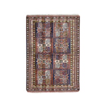 Load image into Gallery viewer, 4&#39;x5&#39;10&quot; Terracotta Vintage Persian Abadeh Block Design Pure Wool Hand Knotted Oriental Rug FWR359196