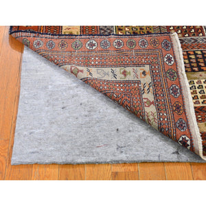 4'x5'10" Light Brown Vintage Persian Abadeh with Block Design Hand Knotted Natural Wool Oriental Rug FWR359550