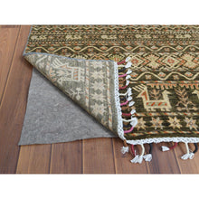 Load image into Gallery viewer, 4&#39;x5&#39;9&quot; Green With Colorful Tassles Hand Knotted Super Kazak Khorjin Design Natural Wool Oriental Rug FWR361620