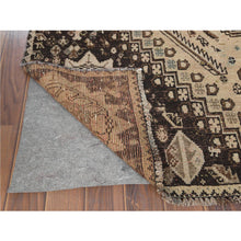 Load image into Gallery viewer, 4&#39;9&quot;x7&#39;3&quot; Vintage Beige Persian Shiraz With Triple Medallion Worn Down Clean Distressed Hand Knotted Natural Wool Oriental Rug FWR363654