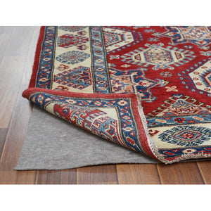 4'x5'9" Red Caucasian Design Special Kazak Hand Knotted Natural Wool Oriental Rug FWR364446