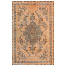 Load image into Gallery viewer, 6&#39;1&quot;x9&#39;6&quot; Semi Antique Orange Cast Persian Tabriz with Open Field Design Hand Knotted Distressed Look Clean Organic Wool Oriental Rug FWR365442