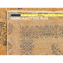 Load image into Gallery viewer, 6&#39;1&quot;x9&#39;6&quot; Semi Antique Orange Cast Persian Tabriz with Open Field Design Hand Knotted Distressed Look Clean Organic Wool Oriental Rug FWR365442