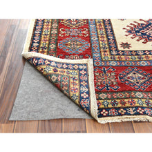 Load image into Gallery viewer, 8&#39;8&quot;x11&#39;10&quot; Hand Knotted Ivory Afghan Super Kazak with Geometric Design Shiny Wool Oriental Rug FWR369912