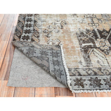 Load image into Gallery viewer, 3&#39;10&quot;x6&#39; Beige, Sheared Low Distressed Look Worn Wool, Hand Knotted Vintage Persian Shiraz, Oriental Rug FWR371706