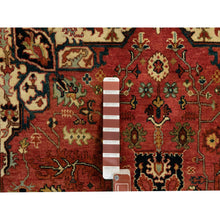 Load image into Gallery viewer, 4&#39;x6&#39; Red Antiqued Heriz Re-Creation Handspun New Zealand Wool Hand Knotted Oriental Rug FWR372114