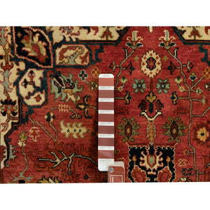 4'x6' Red Antiqued Heriz Re-Creation Handspun New Zealand Wool Hand Knotted Oriental Rug FWR372114