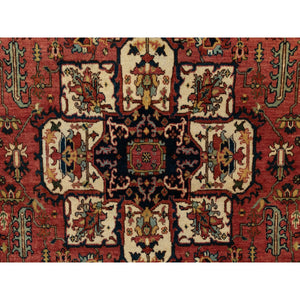 4'x6' Red Antiqued Heriz Re-Creation Handspun New Zealand Wool Hand Knotted Oriental Rug FWR372114