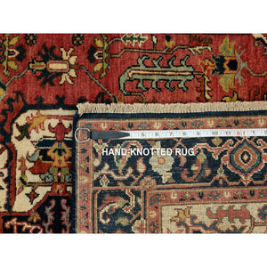 4'x6' Red Antiqued Heriz Re-Creation Handspun New Zealand Wool Hand Knotted Oriental Rug FWR372114