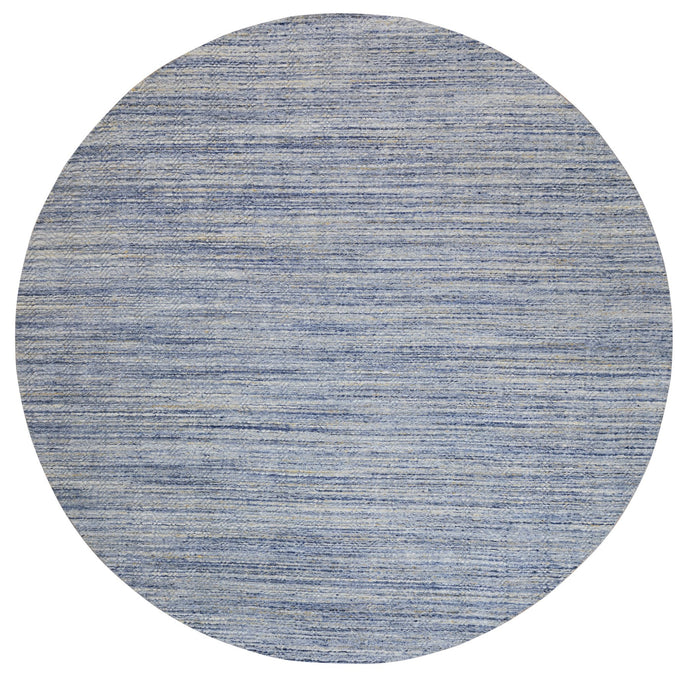 12'x12' Silver-Blue Hand Loomed Variegated Textured Design Organic Wool Transitional Oriental Round Rug FWR372594