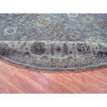 Load image into Gallery viewer, 14&#39;x14&#39; Gray Karajeh Design Pure Wool Hand Knotted Oriental Round Rug FWR372978