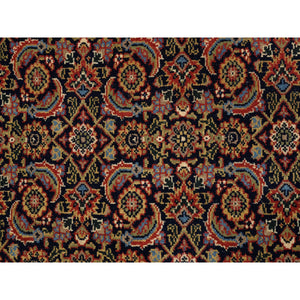 4'x6' Hand Knotted Midnight Blue All Over Herat Fish Design Hand Spun Wool Oriental Rug FWR374076