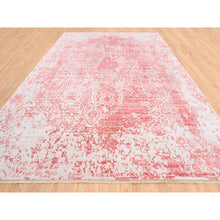 Load image into Gallery viewer, 10&#39;x14&#39; Hand Knotted Pink Broken Persian Design Wool And Pure Silk Oriental Rug FWR374220