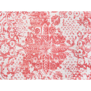 10'x14' Hand Knotted Pink Broken Persian Design Wool And Pure Silk Oriental Rug FWR374220