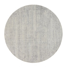 Load image into Gallery viewer, 8&#39;10&quot;x8&#39;10&quot; Gray Fine Jacquard Wool and Plant Based Silk Tone on Tone Hand Loomed Oriental Round Rug FWR377184