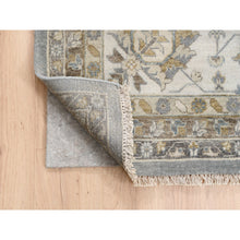 Load image into Gallery viewer, 14&#39;x16&#39; Organic Wool Karajeh and Geometric Design Frost Gray Hand Knotted Oriental Oversized Squarish Rug FWR378408