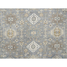 Load image into Gallery viewer, 14&#39;x16&#39; Organic Wool Karajeh and Geometric Design Frost Gray Hand Knotted Oriental Oversized Squarish Rug FWR378408