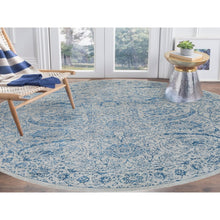 Load image into Gallery viewer, 12&#39;x12&#39; Hand Loomed Gray Fine Jacquard with Sickle Leaf Design Wool and Plant Based Silk Oriental Round Rug FWR381036