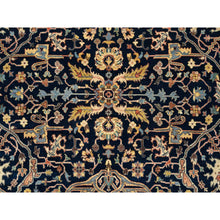 Load image into Gallery viewer, 8&#39;1&quot;x10&#39;1&quot; Midnight Blue Antiqued Heriz Re-Creation with All Over Design Extra Soft Wool Hand Knotted Oriental Rug FWR381276