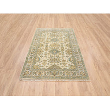 Load image into Gallery viewer, 4&#39;1&quot;x6&#39; Ivory, Karajeh Design, Soft and Pure Wool, Hand Knotted, Oriental Rug FWR381756