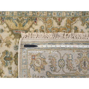 4'1"x6' Ivory, Karajeh Design, Soft and Pure Wool, Hand Knotted, Oriental Rug FWR381756