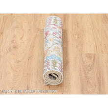 Load image into Gallery viewer, 2&#39;3&quot;x3&#39;2&quot; Beige, Directional Vase Design, Silk With Textured Wool, Hand Knotted, Oriental, Mat Rug FWR382458