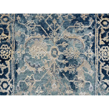 Load image into Gallery viewer, 2&#39;x3&#39;1&quot; Navy Blue, Broken Persian Heriz Erased Design Wool and Silk, Hand Knotted, Mat Oriental Rug FWR383340