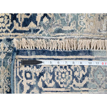 Load image into Gallery viewer, 2&#39;x3&#39;1&quot; Navy Blue, Broken Persian Heriz Erased Design Wool and Silk, Hand Knotted, Mat Oriental Rug FWR383340