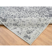 Load image into Gallery viewer, 12&#39;1&quot;x15&#39;1&quot; Silver Gray, Wool and Pure Silk Hand Knotted, Erased Persian Design, Oversized Oriental Rug FWR384324