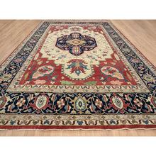 Load image into Gallery viewer, 11&#39;9&quot;x17&#39;10&quot; Navy Blue, Pliable Wool Hand Knotted, Heriz Revival with Medallion Design, Oversized Oriental Rug FWR385464