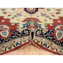 Load image into Gallery viewer, 11&#39;9&quot;x17&#39;10&quot; Navy Blue, Pliable Wool Hand Knotted, Heriz Revival with Medallion Design, Oversized Oriental Rug FWR385464