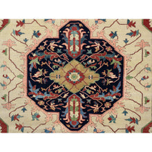 Load image into Gallery viewer, 11&#39;9&quot;x17&#39;10&quot; Navy Blue, Pliable Wool Hand Knotted, Heriz Revival with Medallion Design, Oversized Oriental Rug FWR385464