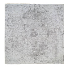 Load image into Gallery viewer, 12&#39;x12&#39; Gray, Broken Persian Design, Hand Knotted Wool and Pure Silk, Square Oriental Rug FWR385920