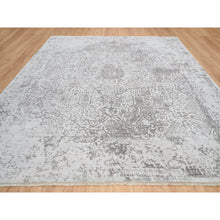 Load image into Gallery viewer, 12&#39;x12&#39; Gray, Broken Persian Design, Hand Knotted Wool and Pure Silk, Square Oriental Rug FWR385920