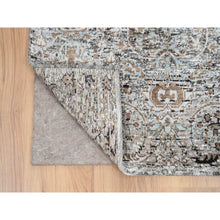 Load image into Gallery viewer, 2&#39;8&quot;x12&#39;1&quot; Gray, Transitional Persian Influence Erased Medallion Design, Silk with Textured Wool Hand Knotted, Runner Oriental Rug FWR386436