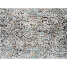 Load image into Gallery viewer, 2&#39;8&quot;x12&#39;1&quot; Gray, Transitional Persian Influence Erased Medallion Design, Silk with Textured Wool Hand Knotted, Runner Oriental Rug FWR386436