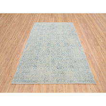 Load image into Gallery viewer, 6&#39;2&quot;x9&#39; Gray with Touches of Blue, Wool and Plant Based Silk Jacquard Hand Loomed, Tabriz Design, Oriental Rug FWR387294