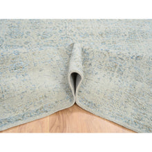 Load image into Gallery viewer, 6&#39;2&quot;x9&#39; Gray with Touches of Blue, Wool and Plant Based Silk Jacquard Hand Loomed, Tabriz Design, Oriental Rug FWR387294