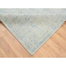 Load image into Gallery viewer, 6&#39;2&quot;x9&#39; Gray with Touches of Blue, Wool and Plant Based Silk Jacquard Hand Loomed, Tabriz Design, Oriental Rug FWR387294