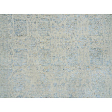 Load image into Gallery viewer, 6&#39;2&quot;x9&#39; Gray with Touches of Blue, Wool and Plant Based Silk Jacquard Hand Loomed, Tabriz Design, Oriental Rug FWR387294