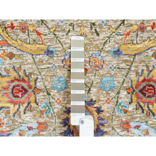 Load image into Gallery viewer, 2&#39;7&quot;x12&#39;4&quot; Tan, Sickle Leaf Design, Silk With Textured Wool Hand Knotted, Runner Oriental Rug FWR387918