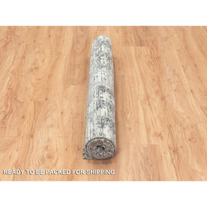 4'x6'1" Light Gray, Modern Design, Hand Spun Undyed Natural Wool, Hand Knotted, Oriental Rug FWR388302