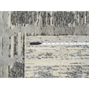 4'x6'1" Light Gray, Modern Design, Hand Spun Undyed Natural Wool, Hand Knotted, Oriental Rug FWR388302