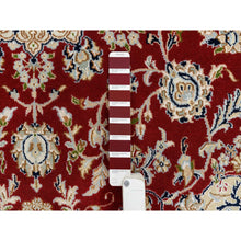 Load image into Gallery viewer, 6&#39;x6&#39; Cherry Red, Nain with Center Medallion Flower Design 250 KPSI, Pure Wool Hand Knotted, Square Oriental Rug FWR388344