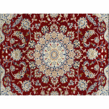 Load image into Gallery viewer, 6&#39;x6&#39; Cherry Red, Nain with Center Medallion Flower Design 250 KPSI, Pure Wool Hand Knotted, Square Oriental Rug FWR388344