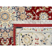 Load image into Gallery viewer, 6&#39;x6&#39; Cherry Red, Nain with Center Medallion Flower Design 250 KPSI, Pure Wool Hand Knotted, Square Oriental Rug FWR388344