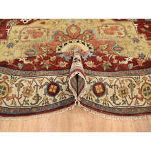 Load image into Gallery viewer, 10&#39;x10&#39; Terracotta Red, Densely Woven Natural Dyes, Hand Spun Wool Hand Knotted, Antiqued Fine Heriz Re-Creation, Round Oriental Rug FWR389844