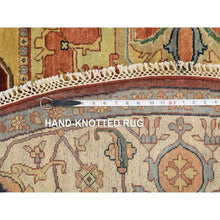 Load image into Gallery viewer, 10&#39;x10&#39; Terracotta Red, Densely Woven Natural Dyes, Hand Spun Wool Hand Knotted, Antiqued Fine Heriz Re-Creation, Round Oriental Rug FWR389844