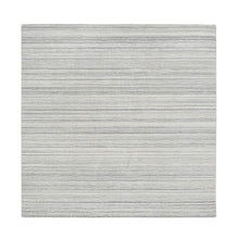 Load image into Gallery viewer, 6&#39;x6&#39; Platinum Gray and Cream, Modern Design Thick and Plush, Plain Hand Loomed Undyed Natural Wool, Square Oriental Rug FWR389916